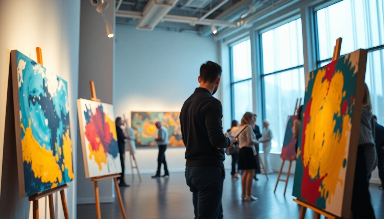 Experience vibrant artwork at the in lieu gallery in a lively and modern atmosphere.