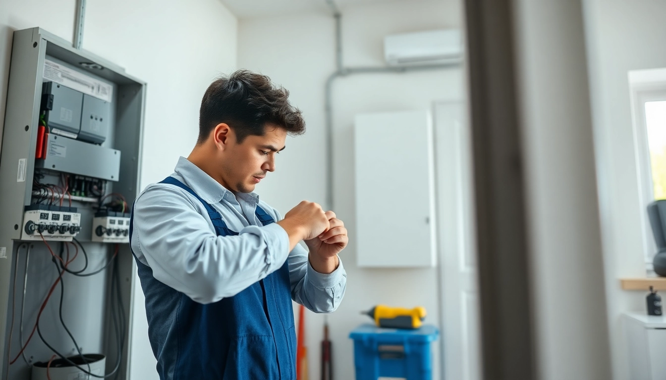 Install an electrical panel and connect wires expertly in a home utility room.
