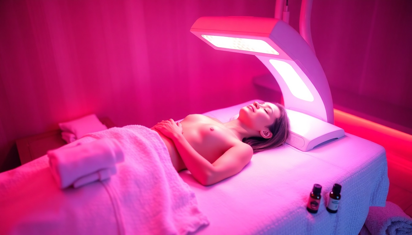 Experience red light therapy whole扥body for relaxation and rejuvenation in a serene setting.