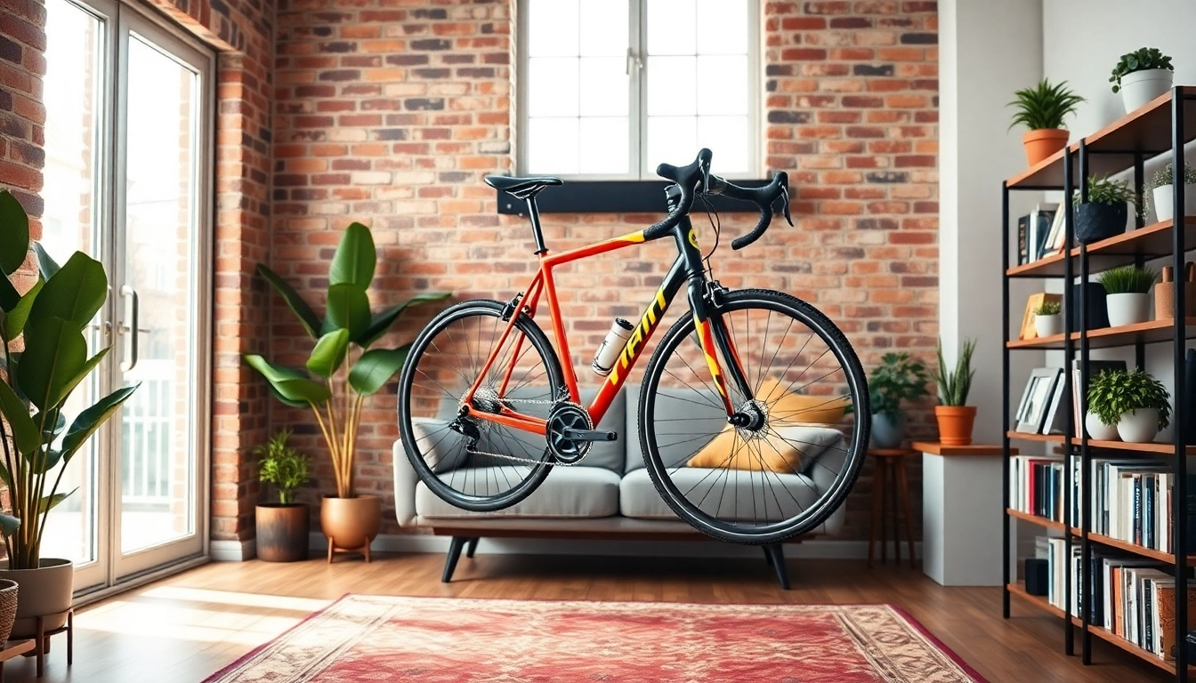 Innovative apartment bike storage solution with a stylish wall-mounted bike rack