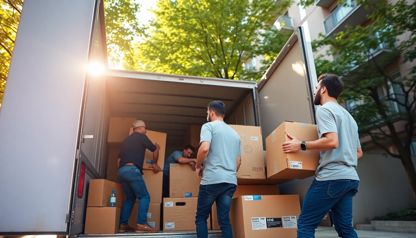 Movers organizing items during a residential move in Toronto, showcasing teamwork and efficiency.